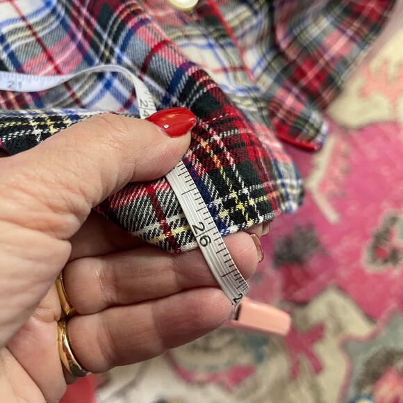 Lauren Ralph Lauren sleep shirt pajama top white red green plaid women's large - Picture 13 of 16